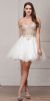 Spaghetti Straps Cold-shoulder Beaded Tulle short Prom Dress in Off White